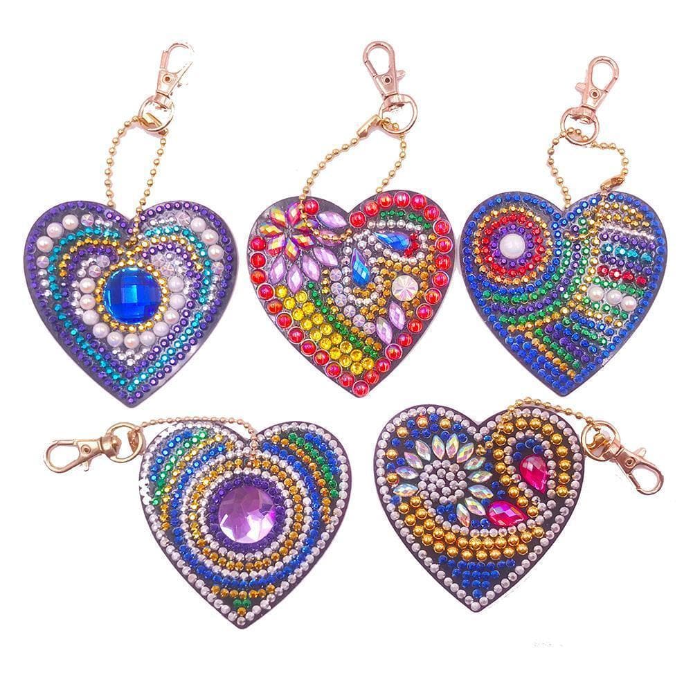 5pcs DIY Love Hanging Full Drill Diamond Keychain ktclubs.com