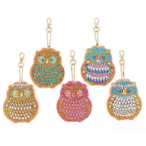 5pcs Owl DIY Full Drill Special Shaped Diamond Keychain ktclubs.com