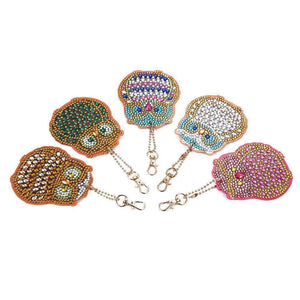 5pcs Owl DIY Full Drill Special Shaped Diamond Keychain ktclubs.com