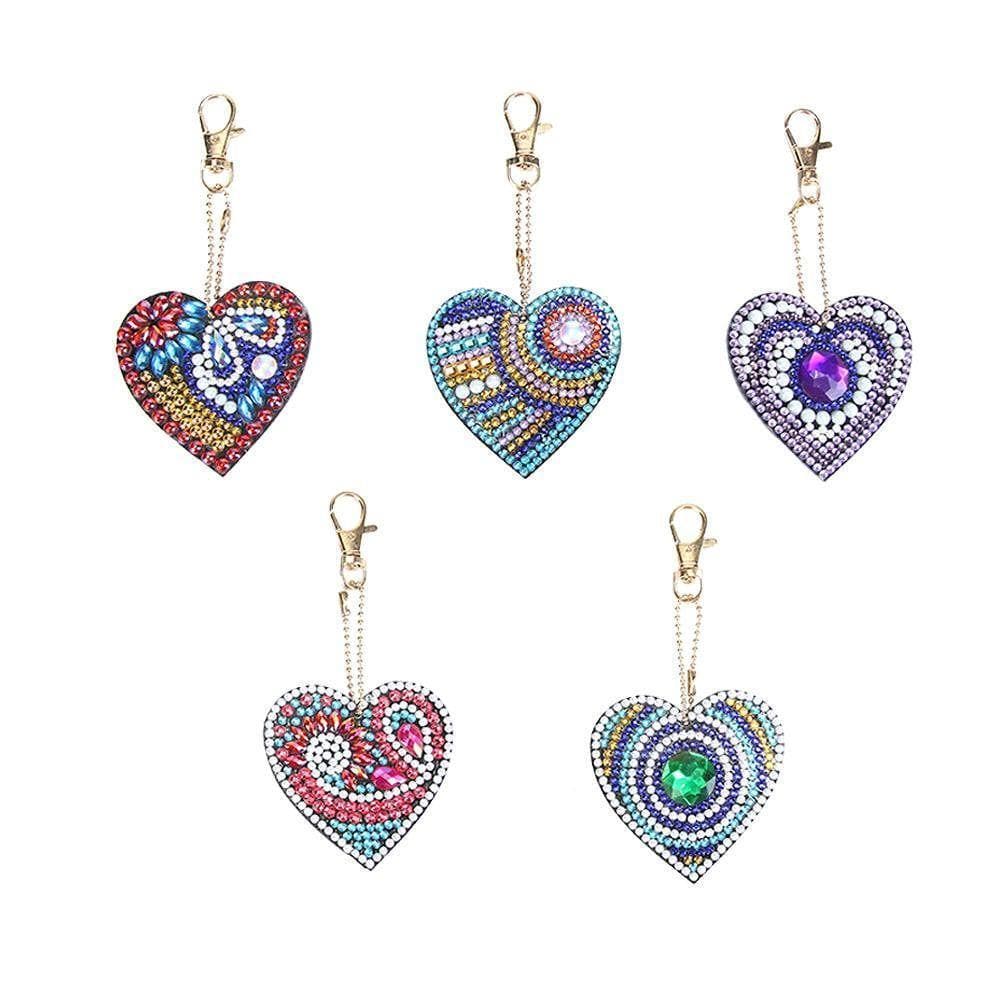 5pcs/set DIY Love Heart Full Drill Special Shaped Diamond Keychain ktclubs.com