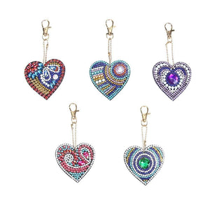 5pcs/set DIY Love Heart Full Drill Special Shaped Diamond Keychain ktclubs.com
