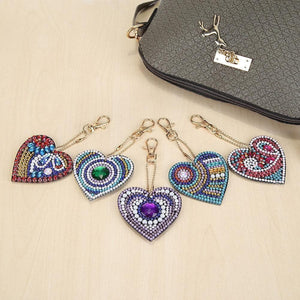 5pcs/set DIY Love Heart Full Drill Special Shaped Diamond Keychain ktclubs.com