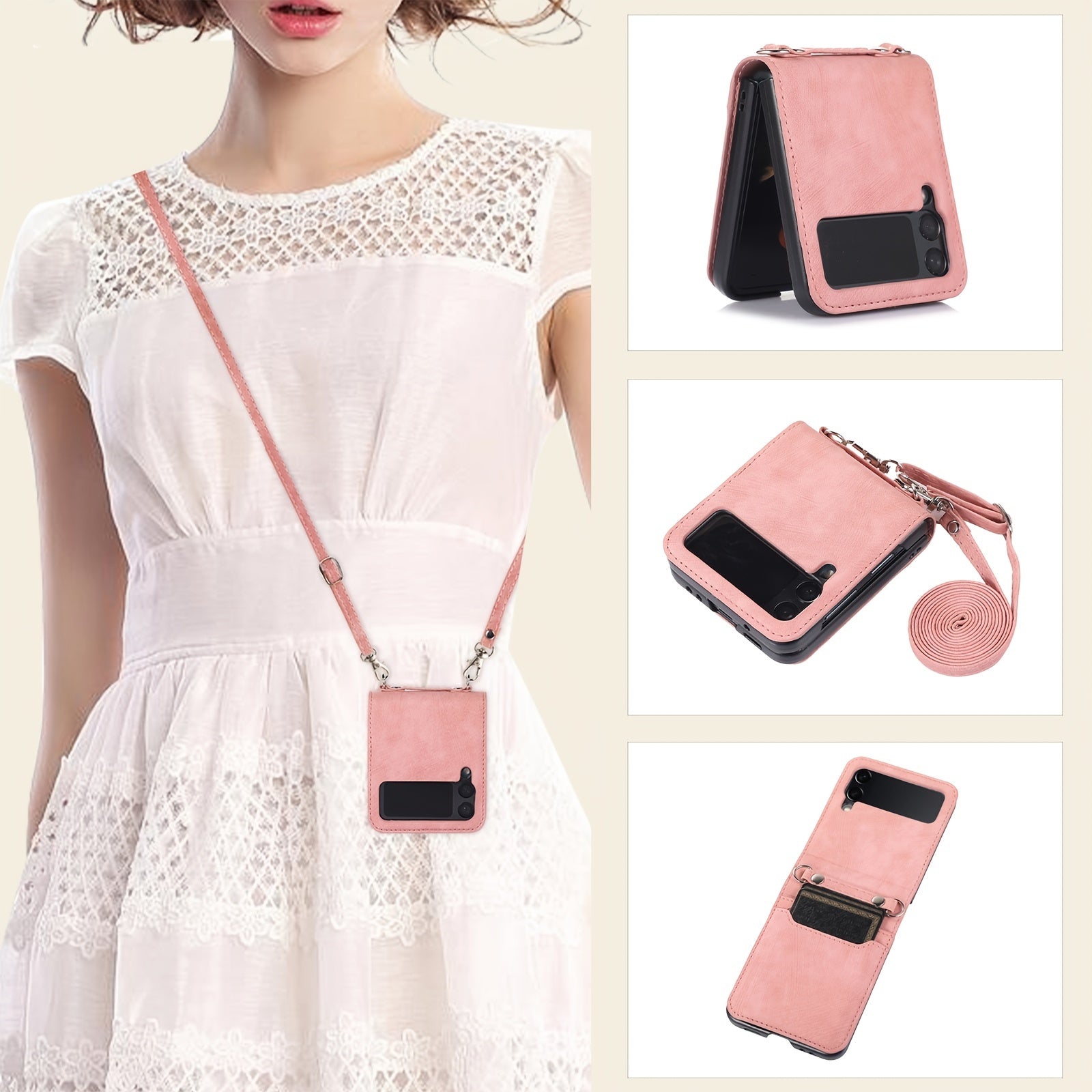 Applicable To Samsung Z Flip 4 Rose Gold Mobile Phone Case