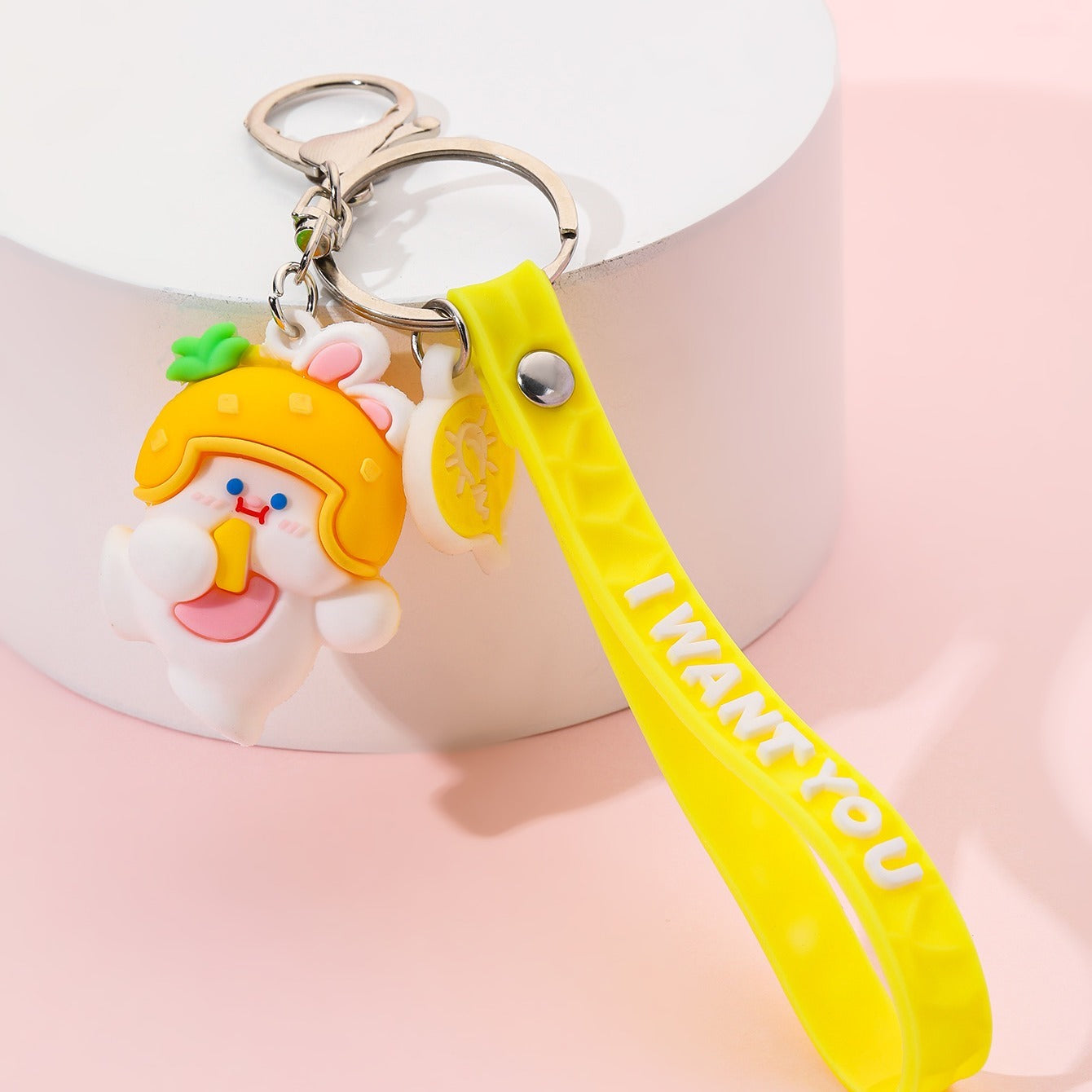 Cute Helmet Rabbit Keychain Bag Pendant Female Fashion Color Cartoon Animal Ornament