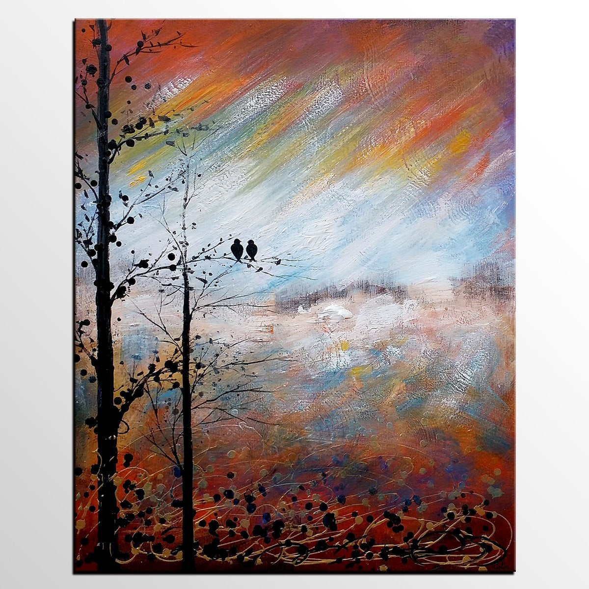 Love Birds Painting, Simple Abstract Painting, Landscape Acrylic Painting, Acrylic Canvas Painting, Bedroom Wall Art Paintings, C