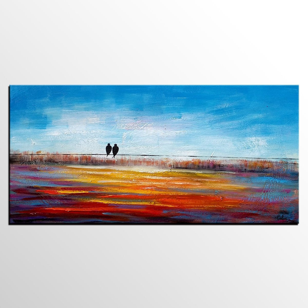 Original Abstract Painting, Love Birds Painting, Dining Room Wall Art Paintings, Modern Abstract Painting, Simple Canvas Painting, C