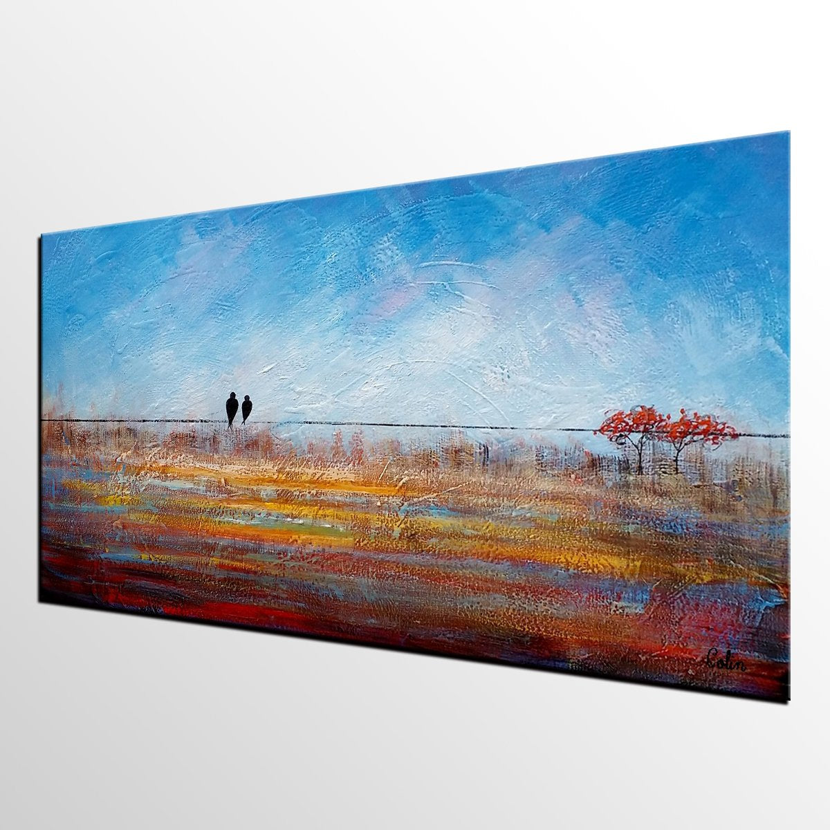 Simple Abstract Painting, Acrylic Painting on Sale, Dining Room Wall Art Painting, Love Birds Painting, Abstract Painting for Bedroom