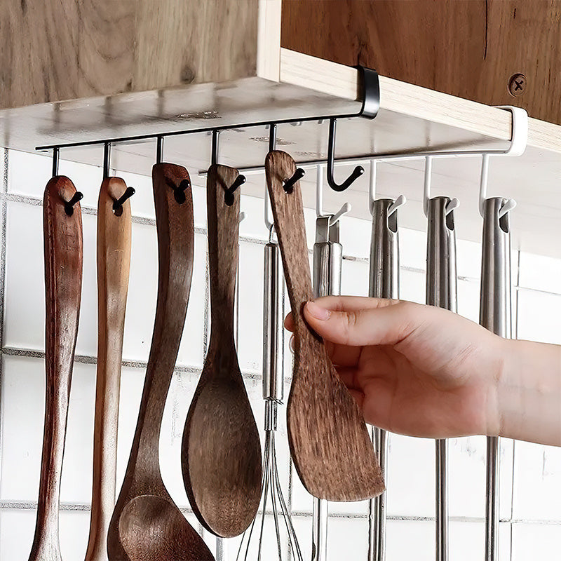 1pc Multifunctional Kitchen 6-Hook Organizer, Wall Mounted For Kitchen