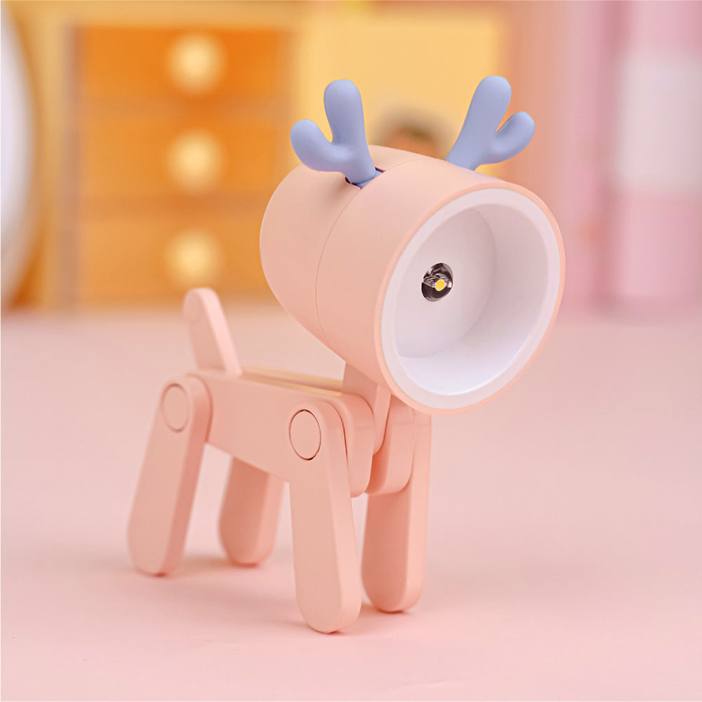 1pc Small Deer Desktop Decoration Night Light Table Lamp With 6 AG3 Button Coin Cell Batteries