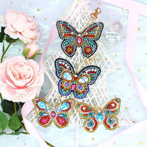 6pcs DIY Butterfly Full Drill Special Shaped Diamond Keychain ktclubs.com