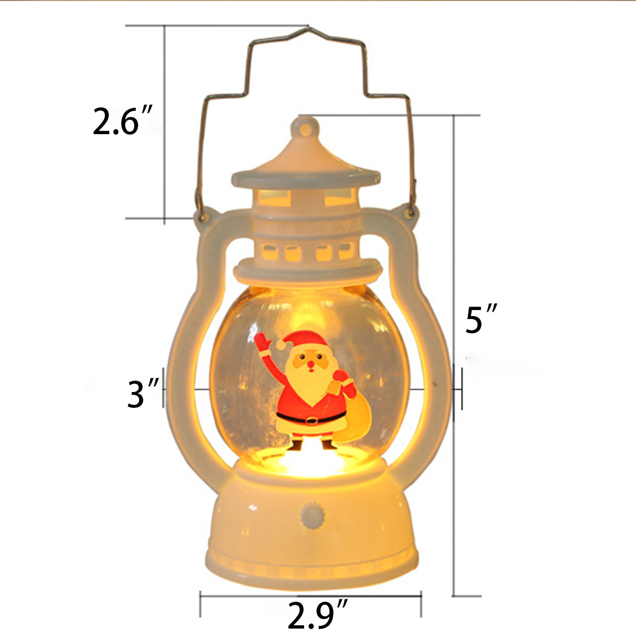 1pc White Christmas Lantern - Santa Claus Snowman Christmas Tree, Hanging Or Standing Electric Candle Lamp For Tables & Desks, Decorations For Home & Office, Holiday Home Decor