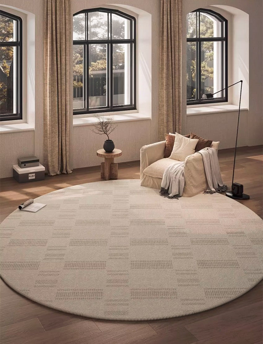 Abstract Contemporary Round Rugs for Bedroom, Round Area Rugs for Dining Room, Coffee Table Rugs, Geometric Modern Round Rugs for Living Room, Circular Modern Area Rug