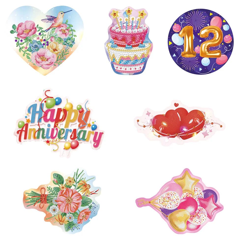7pcs/lot DIY Diamond Painting Honeycomb Paper Fan Set Birthday Party Decor ktclubs.com