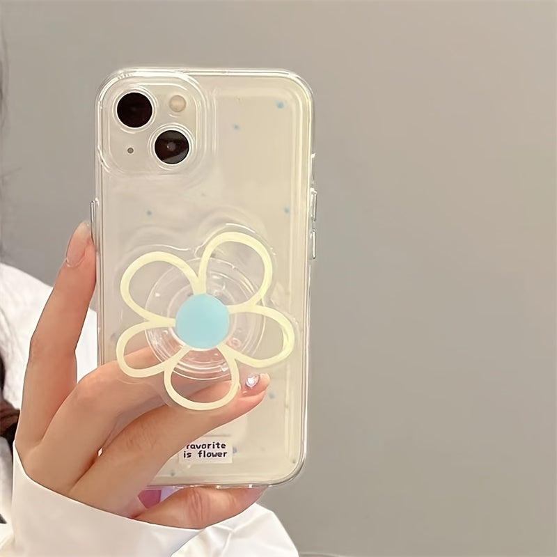 Transparent Phone Case With Flower Shape Phone Grip Phone Case