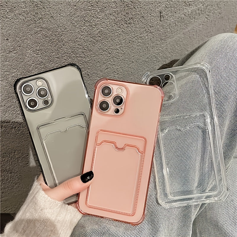 Transparent Soft Shockproof Phone Case With Card Holder