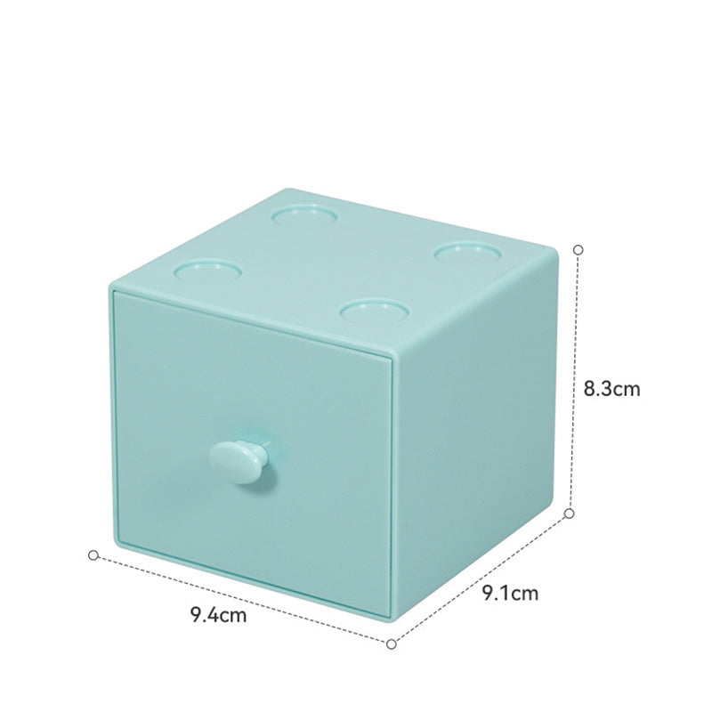 1pc 3.7x3.6x3.3 Inch Small Desk Organizer Box With Drawers For Craft Storage Stacking ,Office And Home