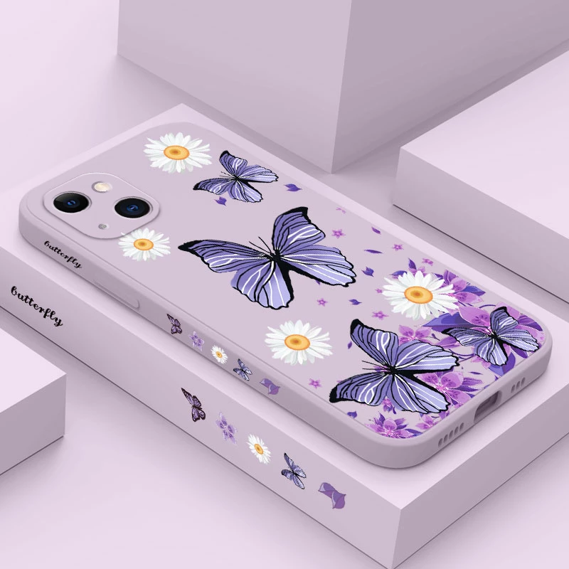 Purple Butterflies White Flower Pattern Phone Case