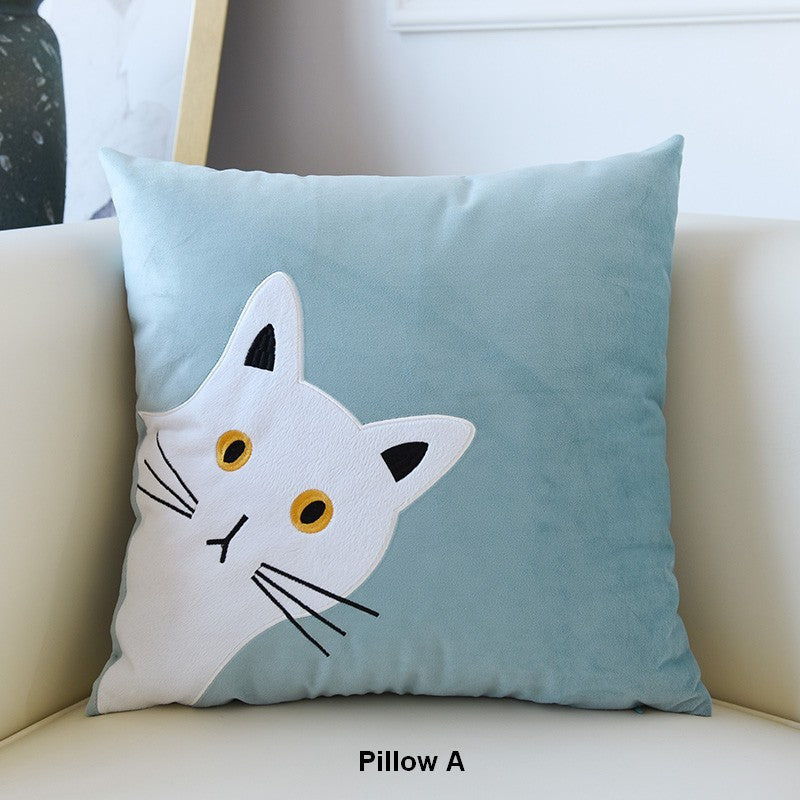 Lovely Cat Pillow Covers for Kid's Room, Modern Sofa Decorative Pillows, Cat Decorative Throw Pillows for Couch, Modern Decorative Throw Pillows