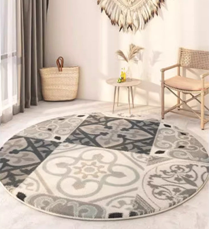 Modern Round Rugs under Coffee Table, Circular Modern Rugs under Sofa, Abstract Contemporary Round Rugs, Geometric Modern Rugs for Bedroom