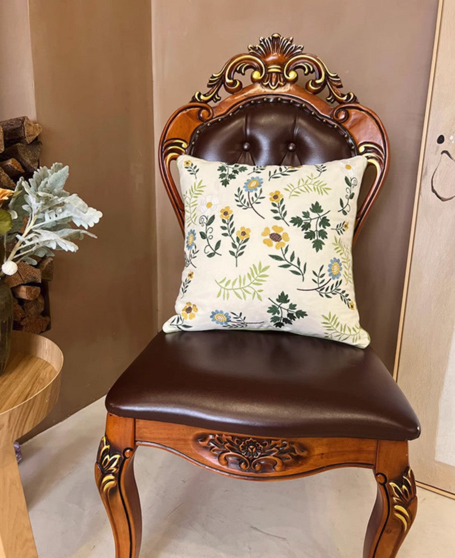 Farmhouse Decorative Throw Pillows, Spring Flower Sofa Decorative Pillows, Embroider Flower Cotton Pillow Covers, Flower Decorative Throw Pillows for Couch