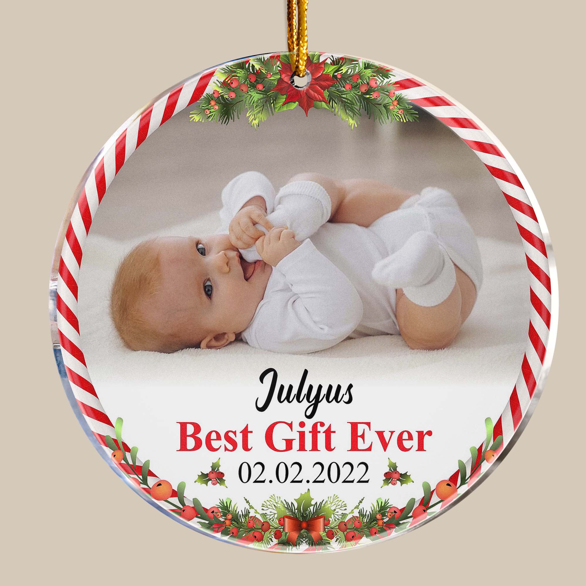 Baby Christmas - Personalized Circle Acrylic Ornament - Christmas Gift For Newborn Baby, New Baby, Baby Boy, Baby Girl