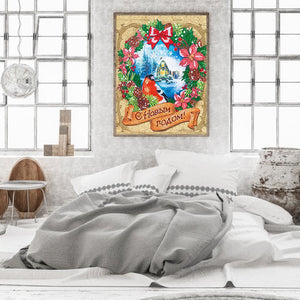 Bird Wreath-Partial Special Shaped Diamond Painting 30*40CM ktclubs.com