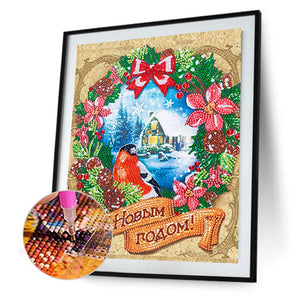 Bird Wreath-Partial Special Shaped Diamond Painting 30*40CM ktclubs.com