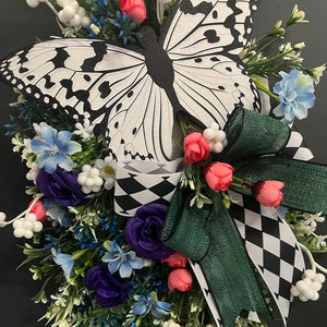 Butterfly wreath door hanging new spring mother's day simulation rose rattan circle decorative pendant ktclubs.com