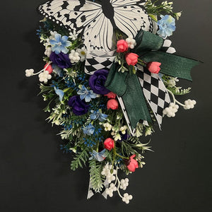 Butterfly wreath door hanging new spring mother's day simulation rose rattan circle decorative pendant ktclubs.com