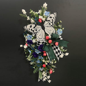 Butterfly wreath door hanging new spring mother's day simulation rose rattan circle decorative pendant ktclubs.com