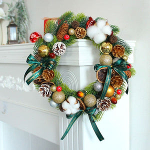 Christmas Ball Cotton Wreath Window Pinecone Wreath Door Decoration Festive Deadwood Wall Decoration ktclubs.com
