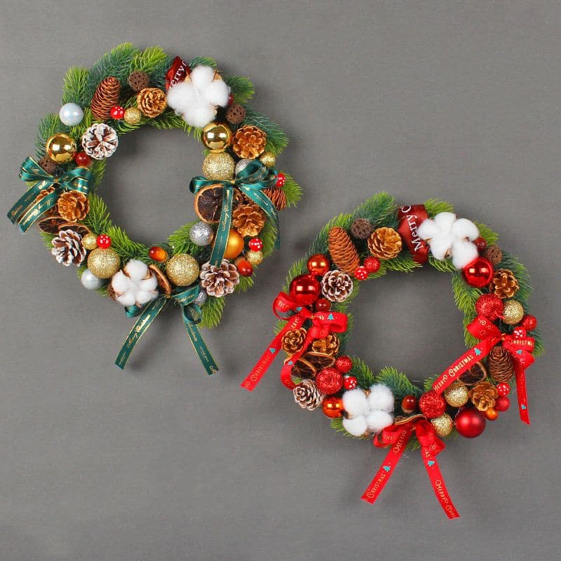 Christmas Ball Cotton Wreath Window Pinecone Wreath Door Decoration Festive Deadwood Wall Decoration ktclubs.com
