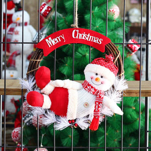 Christmas Decoration Supplies Christmas Wreath Pendant Wreath Rattan Ring Old Man Snowman Doll Door Hanging Window Home Decoration ktclubs.com