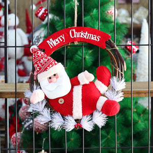 Christmas Decoration Supplies Christmas Wreath Pendant Wreath Rattan Ring Old Man Snowman Doll Door Hanging Window Home Decoration ktclubs.com