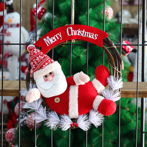 Christmas Decoration Supplies Christmas Wreath Pendant Wreath Rattan Ring Old Man Snowman Doll Door Hanging Window Home Decoration ktclubs.com