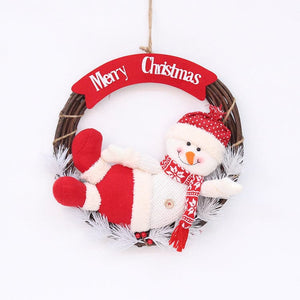 Christmas Decoration Supplies Christmas Wreath Pendant Wreath Rattan Ring Old Man Snowman Doll Door Hanging Window Home Decoration ktclubs.com