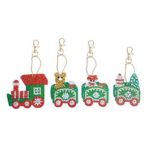Christmas Train 4pcs DIY Full Drill Special-Shape Diamond Keychain ktclubs.com