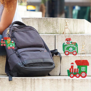 Christmas Train 4pcs DIY Full Drill Special-Shape Diamond Keychain ktclubs.com