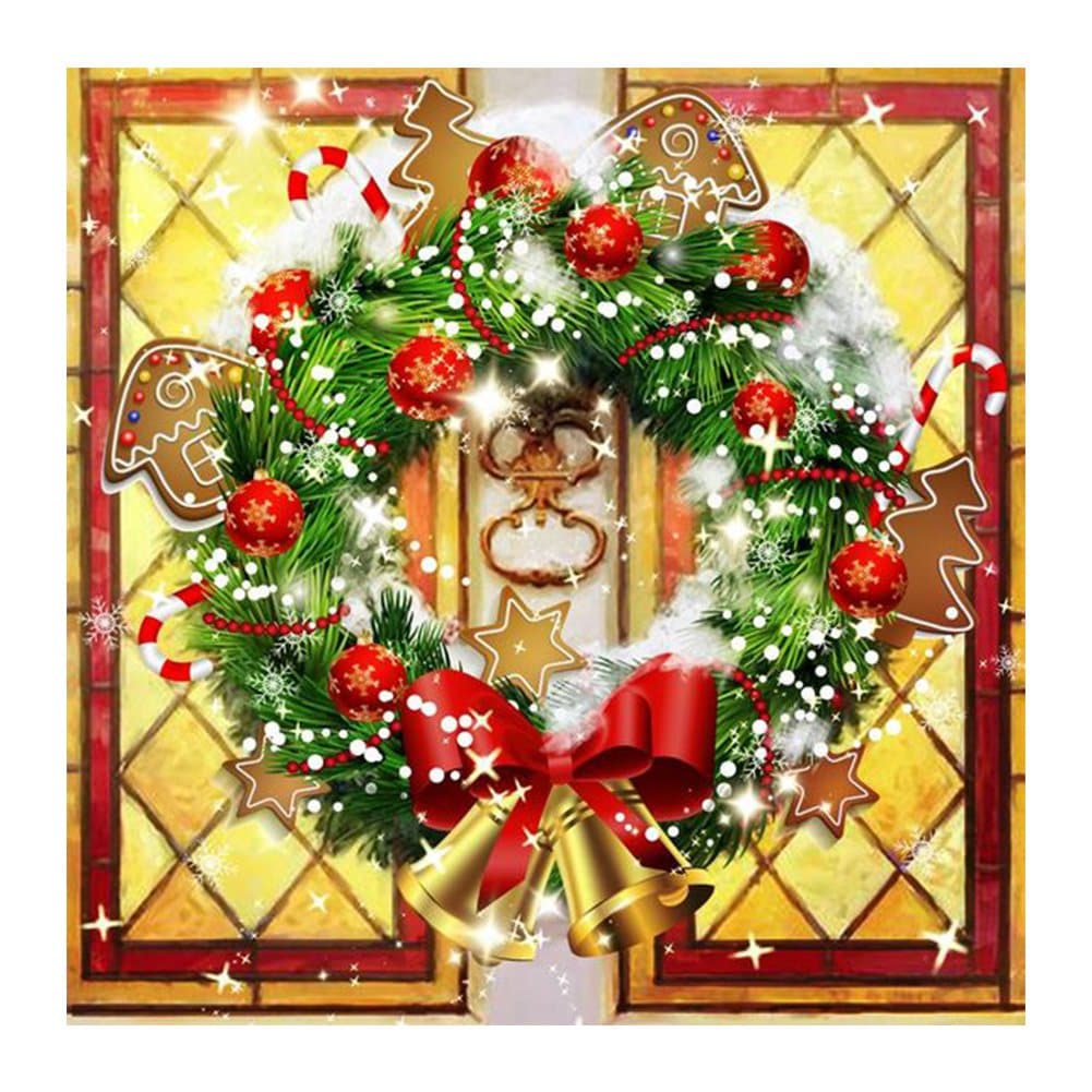 Christmas Wreath-Full Round Diamond Painting 30*30CM ktclubs.com
