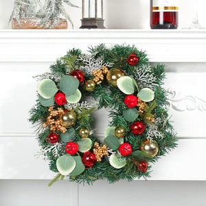 Christmas ball wreath wall decoration simulation red apple string wreath simulation pine needles door hanging props ktclubs.com