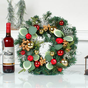 Christmas ball wreath wall decoration simulation red apple string wreath simulation pine needles door hanging props ktclubs.com