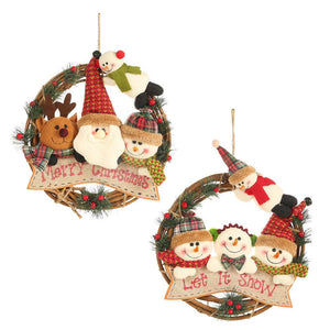 Christmas decoration supplies old man snowman moose rattan ring hanging small work rattan garland hanging ornament ktclubs.com