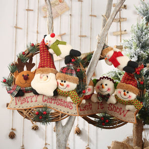 Christmas decoration supplies old man snowman moose rattan ring hanging small work rattan garland hanging ornament ktclubs.com