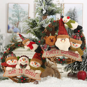 Christmas decoration supplies old man snowman moose rattan ring hanging small work rattan garland hanging ornament ktclubs.com