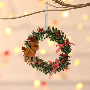 Christmas decoration supplies small mini garland wreath Christmas wicker garland Christmas window decorations ktclubs.com