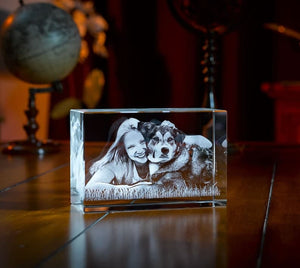 Custom 3D Glass Block Keepsake Portrait | Laser Engraved Portrait | Memorial Portrait | Family Keepsake Portrait | Gift for Family ktclubs.com