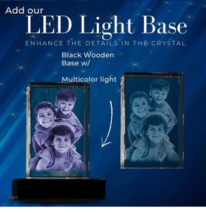 Custom Crystal 3D Photo Tower with LED Base • Crystal Photo Block for Anniversary Gift • Personalized Rectagle Crystal for Gift ktclubs.com