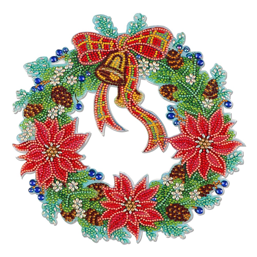 DIY 5D Mosaic Diamond Painting Flower Wreath Kit Christmas Decoration for Home Door Hanging Flower Wreath Party Supplies ktclubs.com