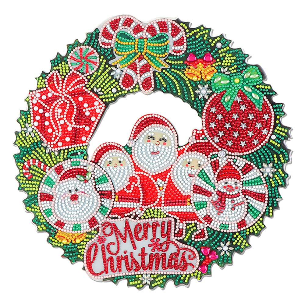 DIY 5D Mosaic Diamond Painting Flower Wreath Kit Christmas Decoration for Home Door Hanging Flower Wreath Party Supplies ktclubs.com