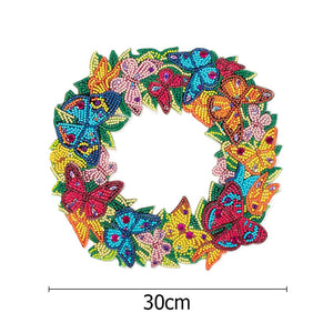 DIY Diamond Painting Wall Hanging Pendant Christmas Flower Wreath Kit Home Door Decoration Window Door Christmas Gifts Pendant ktclubs.com